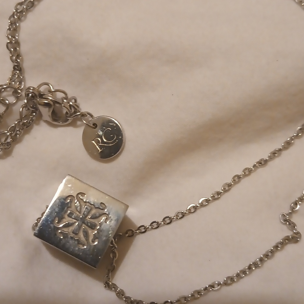 Rustic Cuff Cube Kansas Logo Silver Necklace
